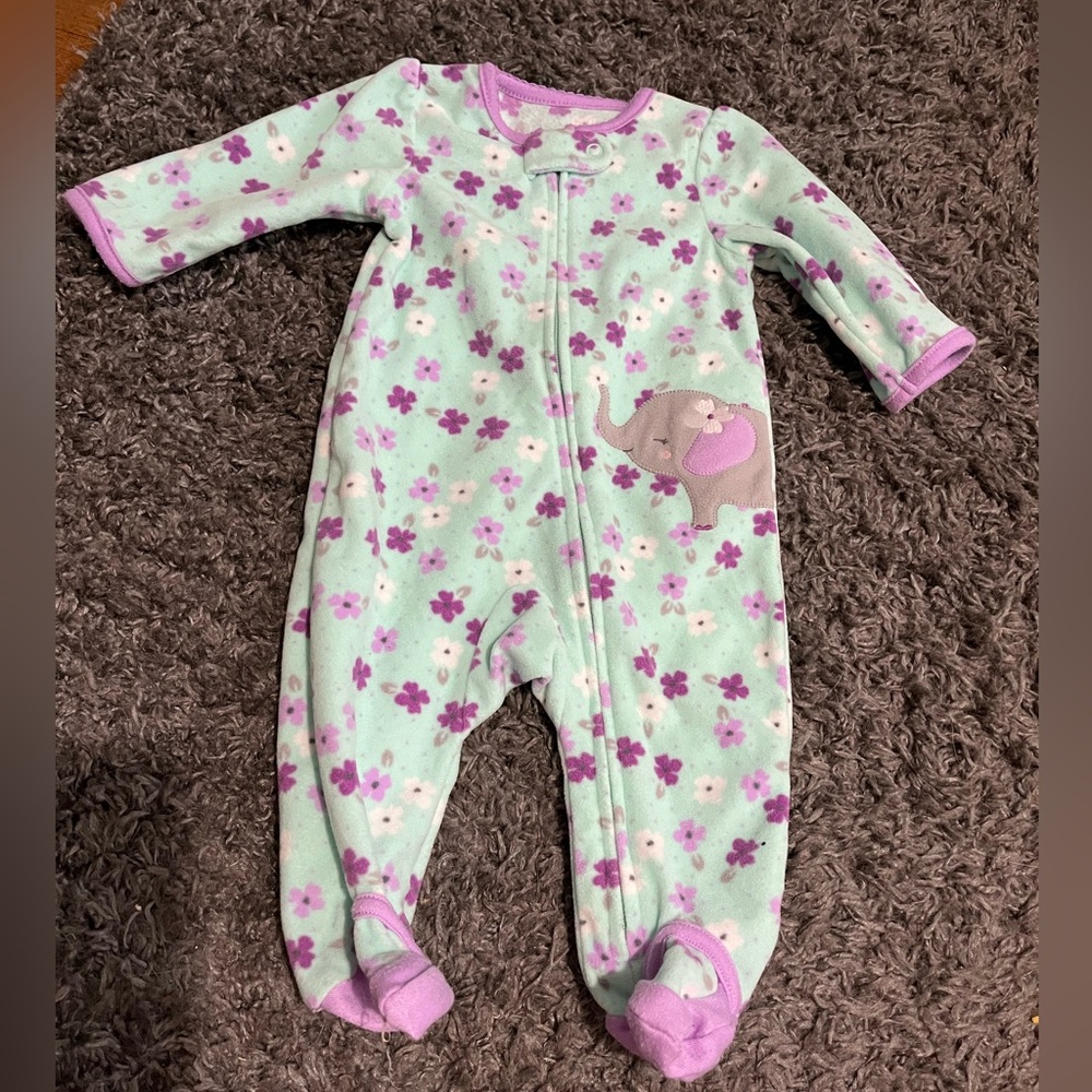 Baby girl elephant footie pajamas